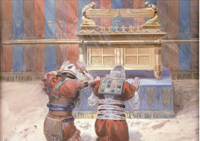 Detall de Moisès i Josuè davant l'arca de l'aliança, James Tissot (ca. 1900)