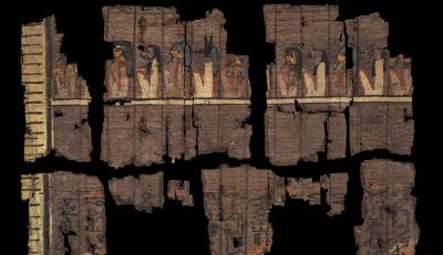 Fragment de papir correponent al capítol 125 (la confessió negativa o declaració d'innocència). Regne Nou, dinastia XIX (13707-1196 aC). Museu Egipci de Barcelona E-1241