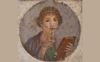 Pintura pompeiana atribuïda a Safo de Lesbos (Pompeia, s. I dC)