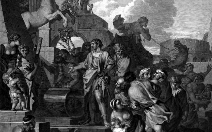 August davant la tomba d'Alexandre